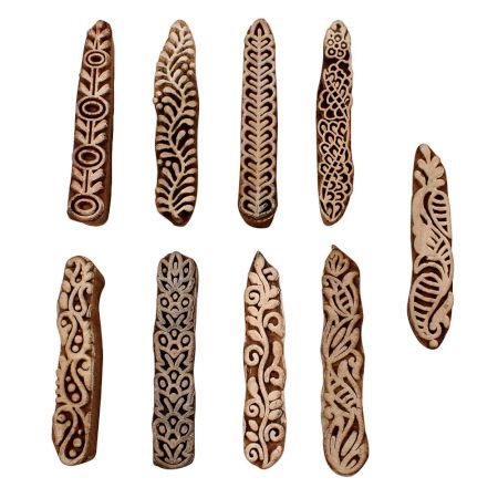 Set of 9 Piece New Mix Wooden Printing Blocks